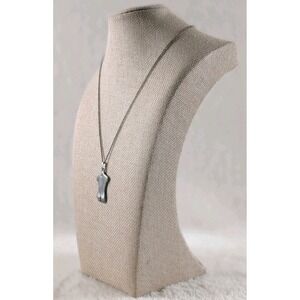 Laura Leonard Signed Pewter Torso Pendant Necklace Modernist‎ Art Jewelry